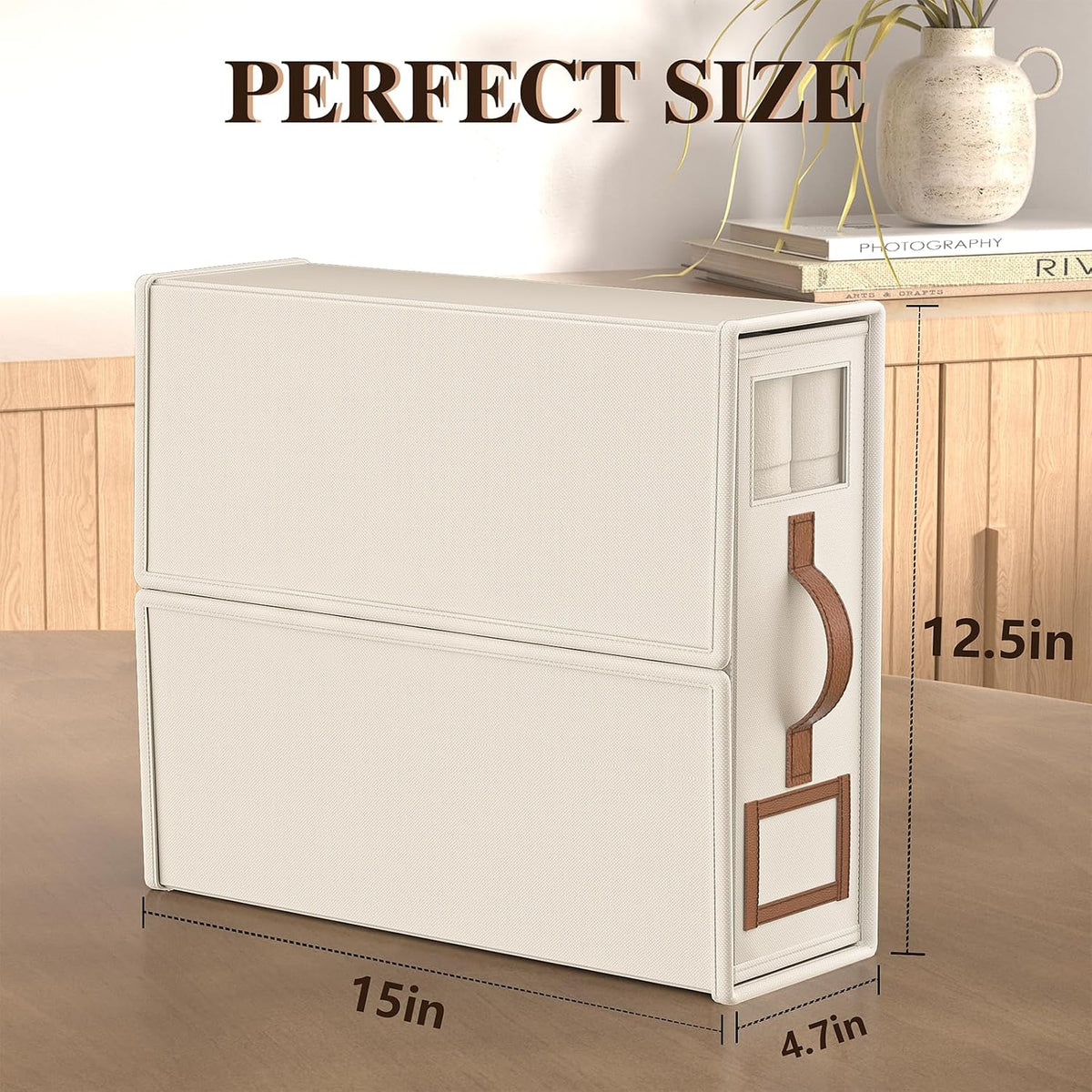 3 Pack Foldable Bed Sheets Set Organizers and Storage(King & Queen Size),Linen Fabric Closet Organizers with Window,Folding Bedding Storage Box for Bedsheets and Pillow Cube Organizer-Beige
