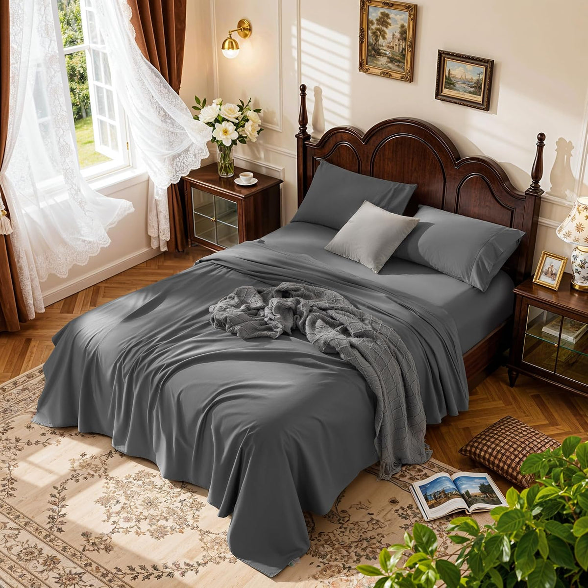 LBRO2M 100% Egyptian Cotton Sheet 1000 TC, Durable 16” Deep Pocket Sheets