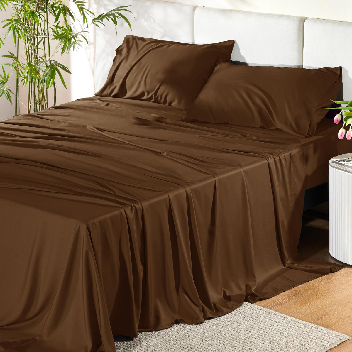 Bedsure PureWoven 100% Rayon Derived from Bamboo, King Size Sheets Set