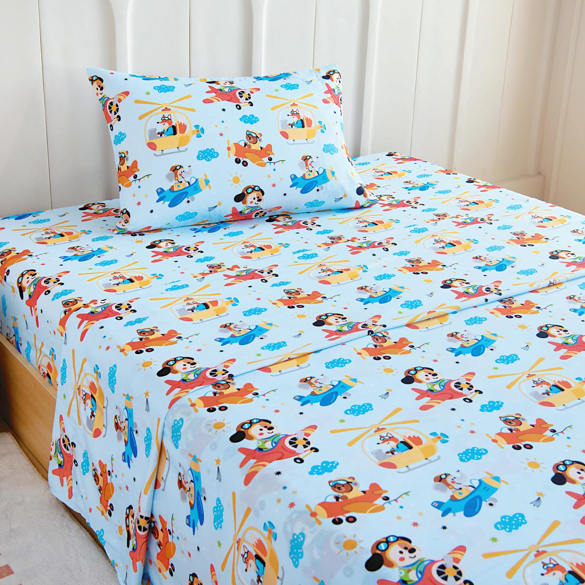 Full Sheet Set Kids - Pink Check 4 Pieces Soft Microfiber Cartoon Style Bedsheets for Boys Girls Teens, Oeko TEX Breathable 15 Inch Deep Pocket Sheets(Pink Bow)