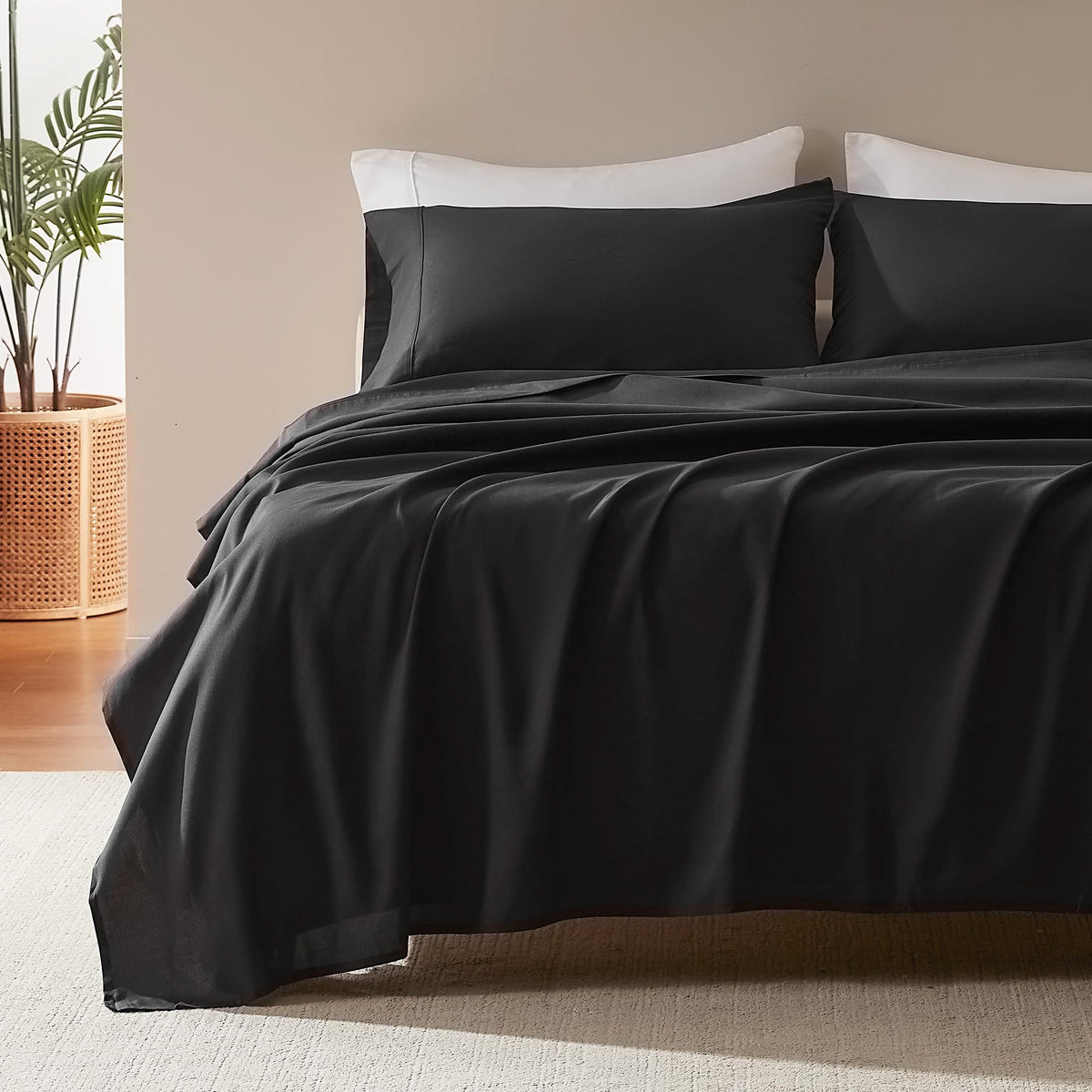 SLEEP ZONE Striped Cooling Queen Sheets Set - Fitted Flat Sheet & Pillowcase Sets 4 Piece - Super Soft Stripe Bed Sheet, Easy Care, Deep Pocket (Teal, Queen)