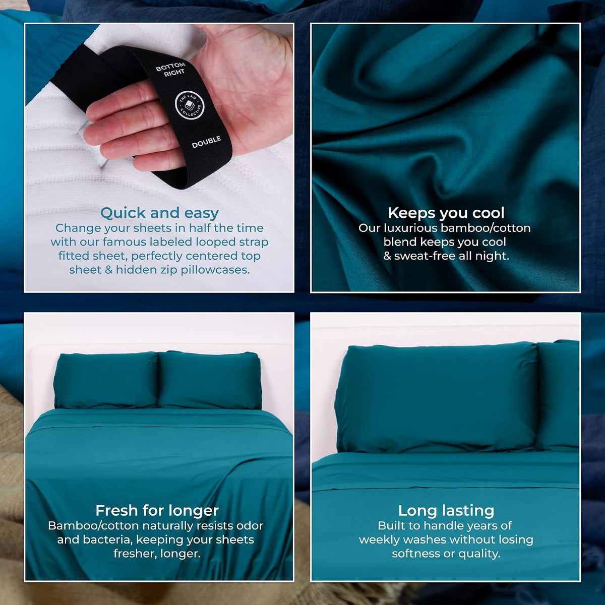 3.0 - 4-Piece Cotton Bedding Set with Fitted Sheet, Top Sheet & 2 Pillowcases - Luxury Bed Sheets for Full Size Beds - Premium Bedroom Essentials - Maui/Full