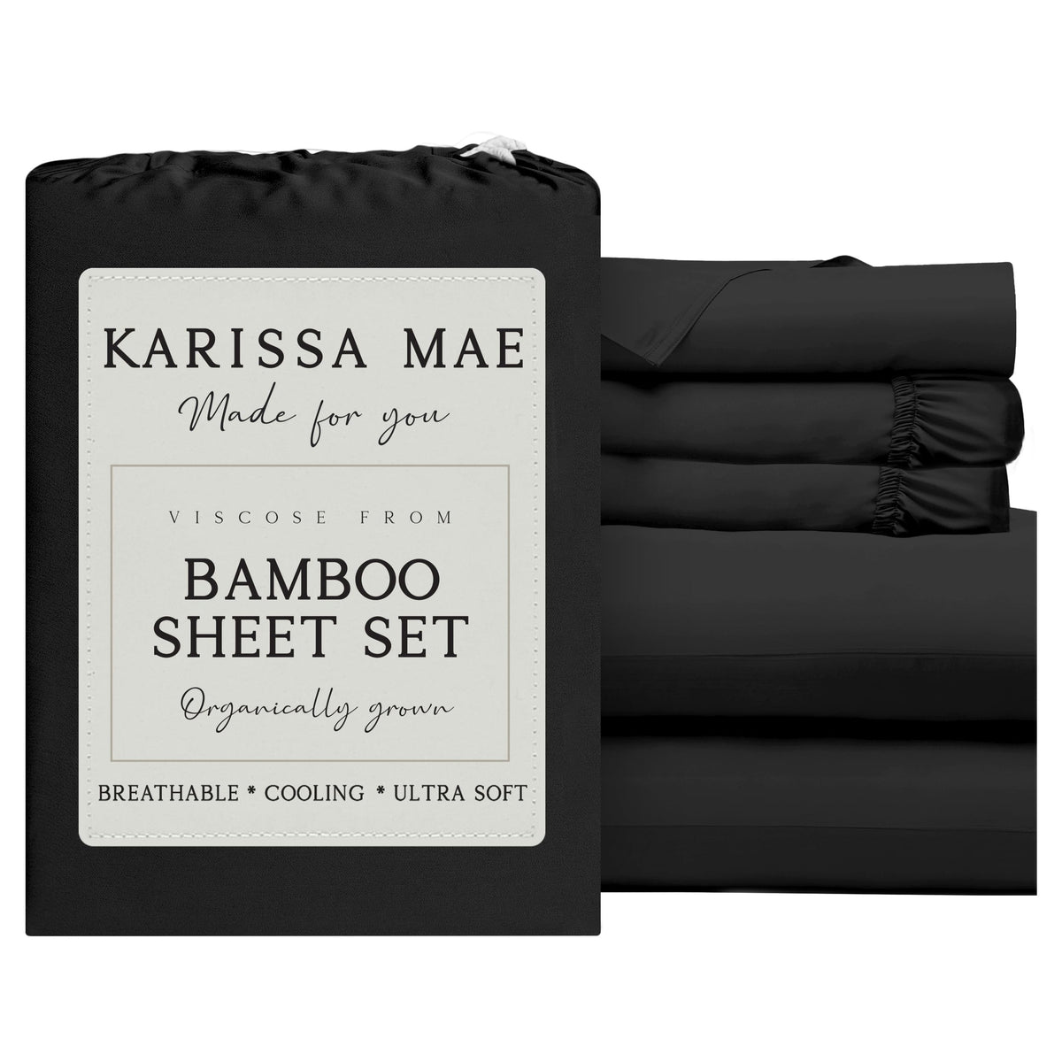 KARISSA MAE 7 Piece Luxury Bamboo Viscose Split King Sheets, FSC Certified