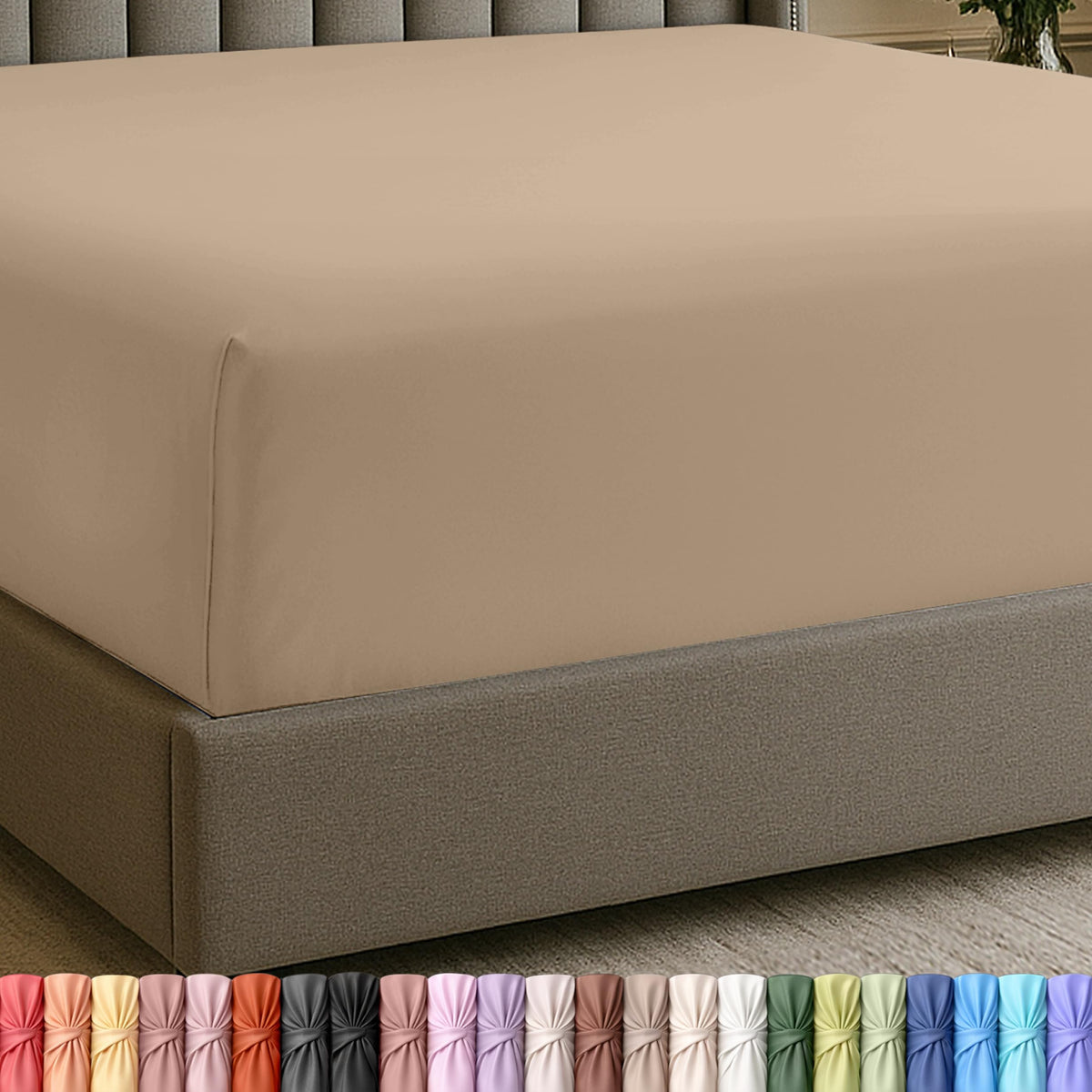 Extra Deep Pocket Queen Fitted Sheet, Fits 16-21 Inch Mattress, Grey