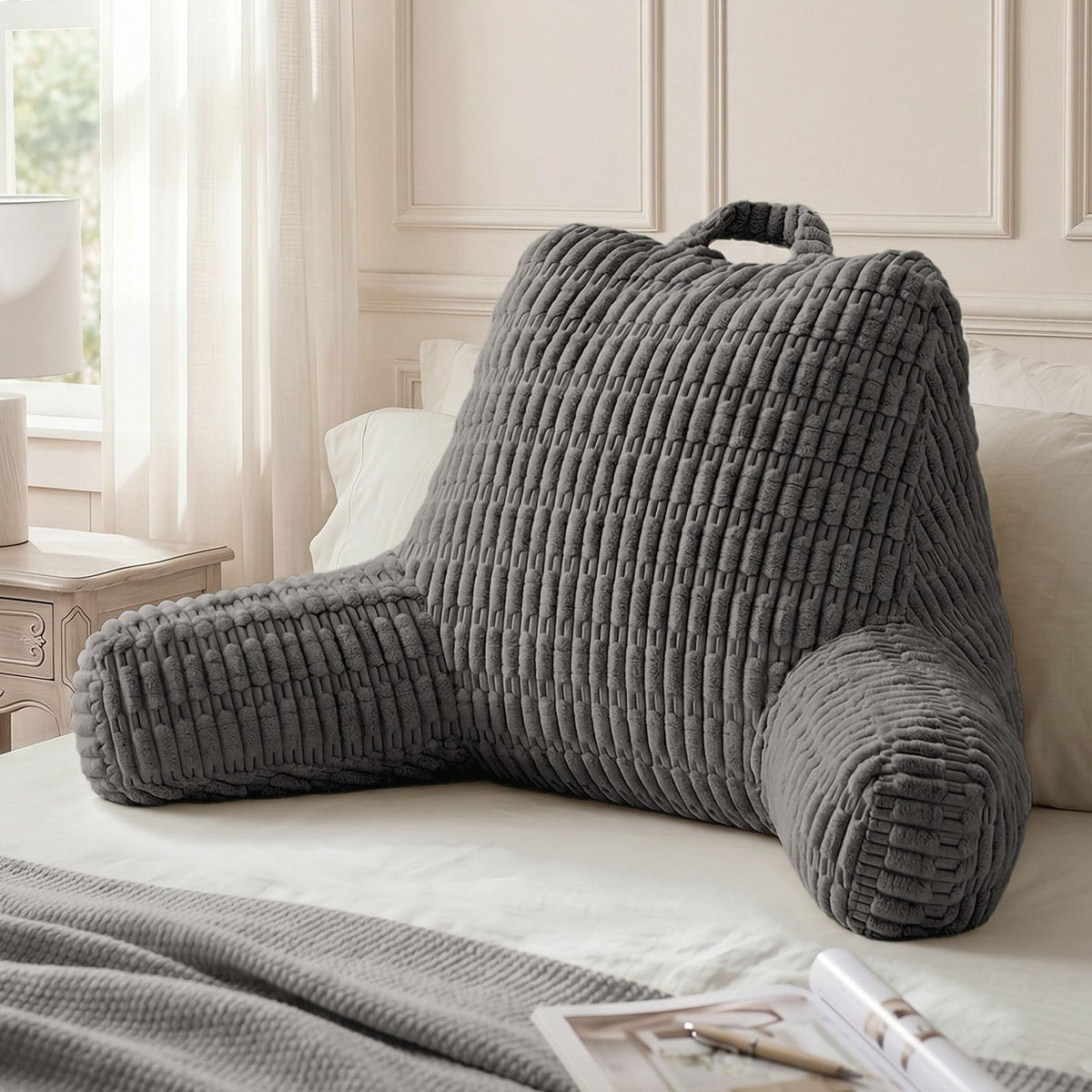 Blissful Diary Reading Pillow for Bed, Backrest Pillow, Cream White