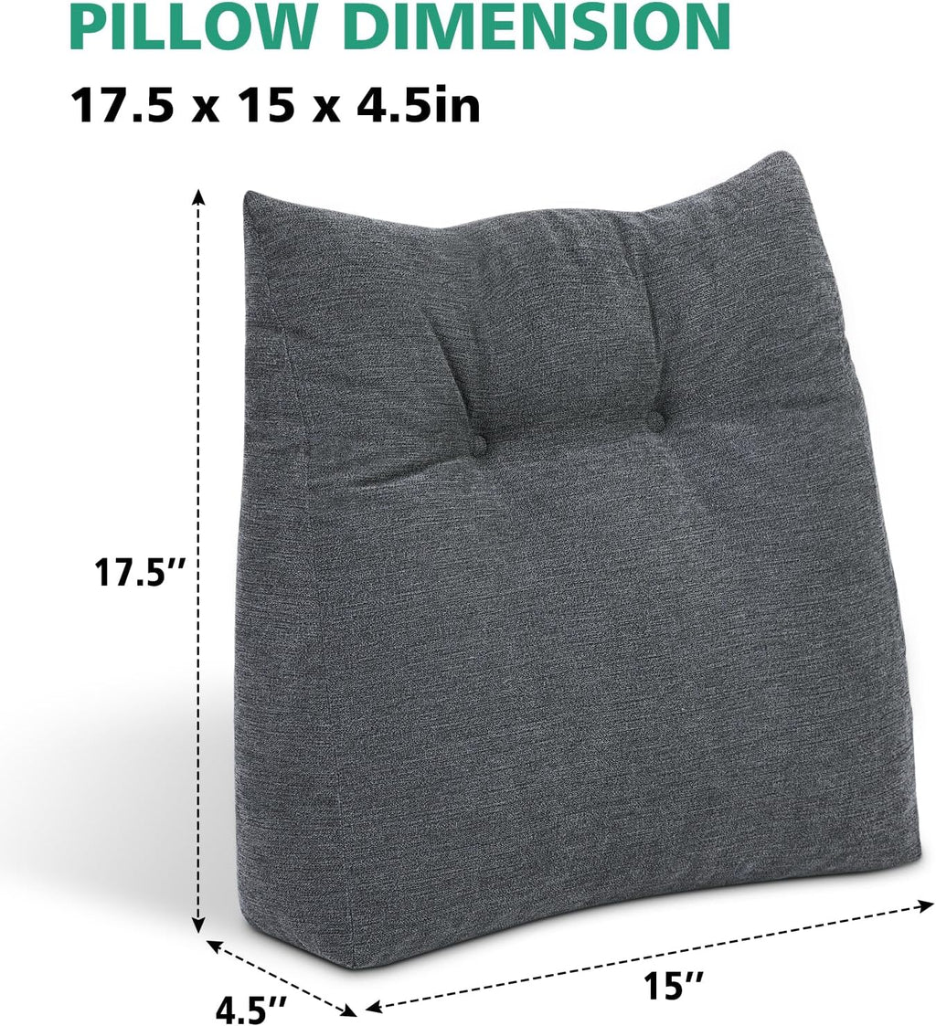 Shinnwa Lumbar Support Pillow for Office Chair, Memory Foam Back Support Pillow for Back Pain Relief, Car, Chair and Couch, 17.5x15x4.5in, Charcoal