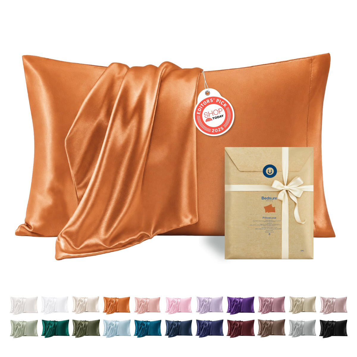 Bedsure Satin Pillowcases Queen Set of 2, Similar to Silk Pillow Cases Grey