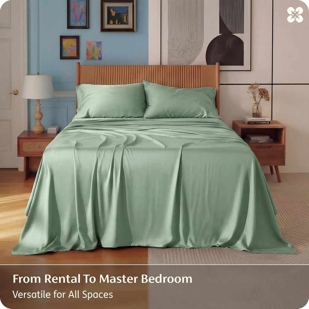 Bedsure PureWoven 100% Rayon Derived from Bamboo, Queen Sheets, 4 Pieces