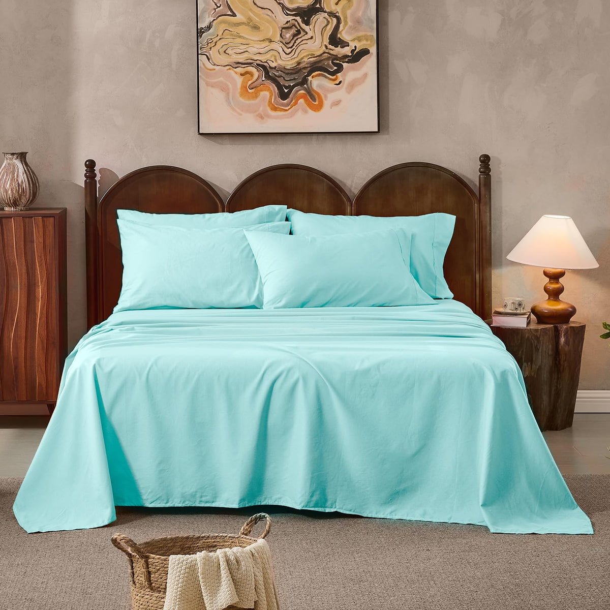 100% Linen Sheets Queen Size,Breathable & Durable 4-Piece Bed Flax Sheet Set,Soft All-Season Bedding for Hot Sleepers 16" Deep Pocket Oeko-TEX Certified,（Queen, Linen）