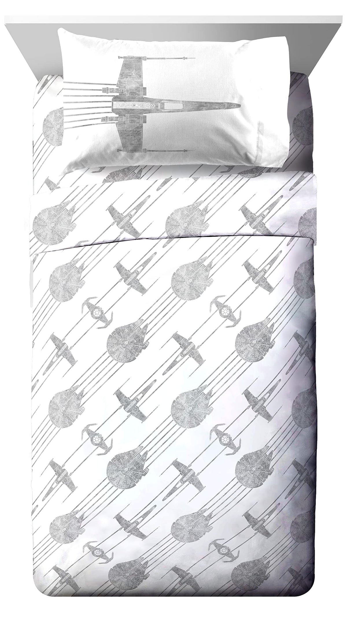 Jay Franco Kids Sheet Set with Fitted, Flat Sheets & Pillow Cover - Ultra-Soft Bedding with Pillowcase for Room Decor, White - Monster Jam, 3 Piece Toddler