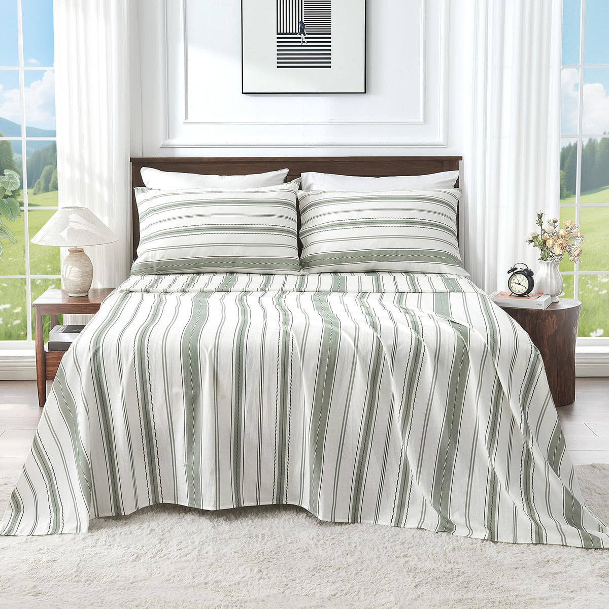 100% Linen Sheets Queen Size,Breathable & Durable 4-Piece Bed Flax Sheet Set,Soft All-Season Bedding for Hot Sleepers 16" Deep Pocket Oeko-TEX Certified,（Queen, Linen）