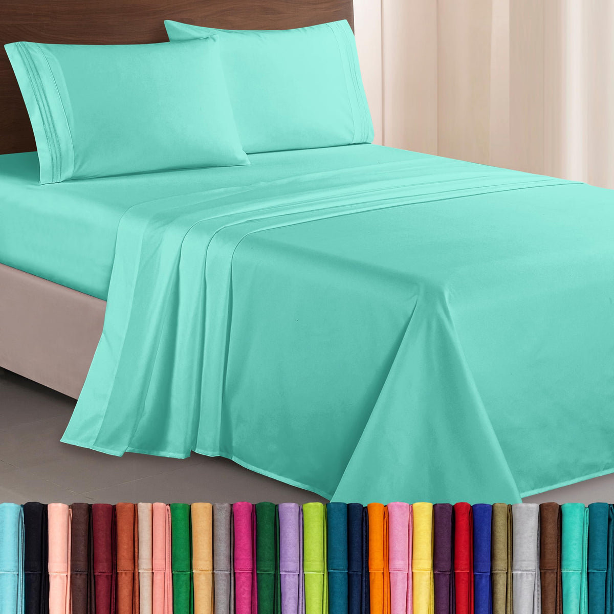 Elegant Comfort Luxurious 1500 Premium Hotel Quality Microfiber Three Line Embroidered Softest 4-Piece Bed Sheet Set, Wrinkle and Fade Resistant, Queen, Light Pink