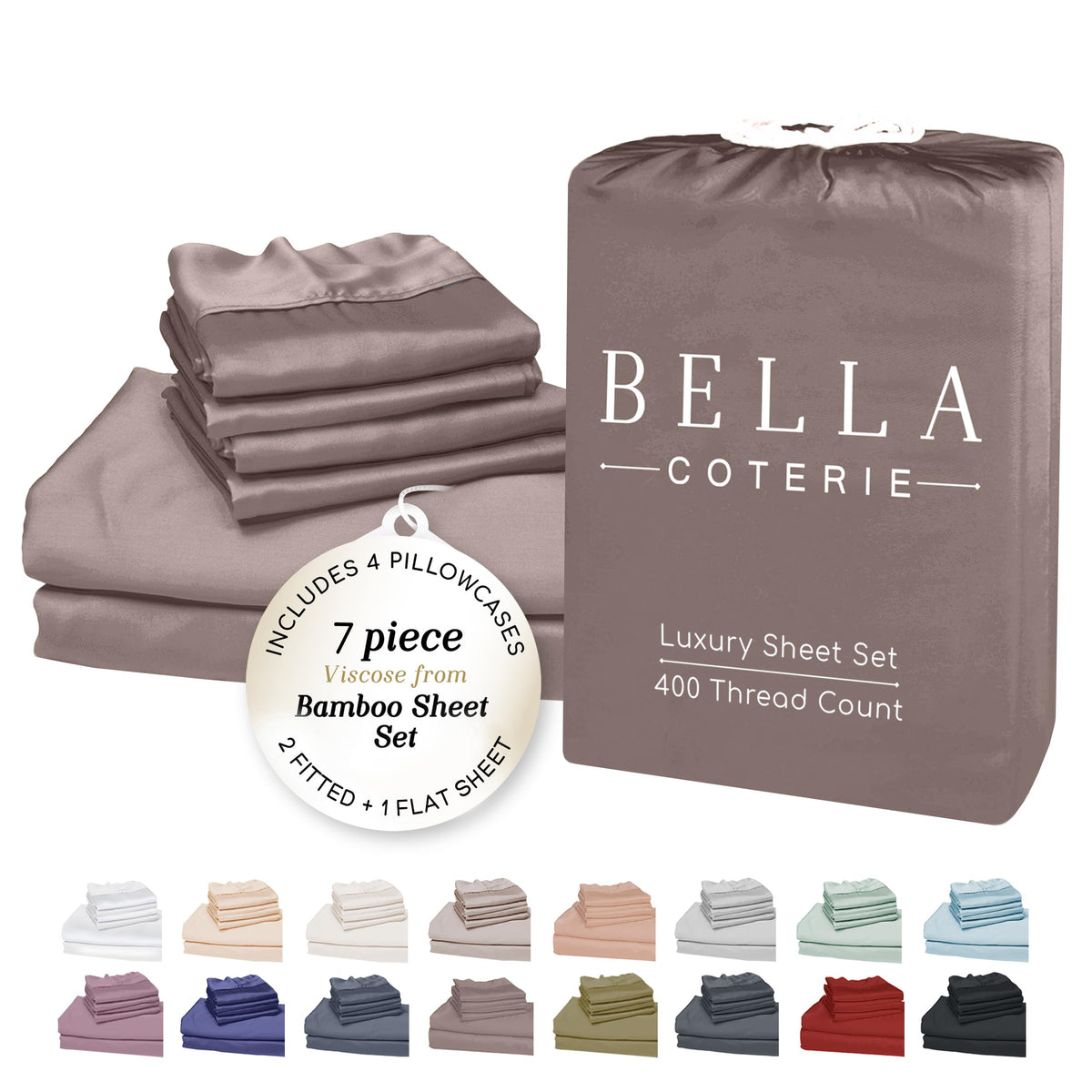 Bella Coterie Luxury Bamboo Viscose Queen Size Sheet Set