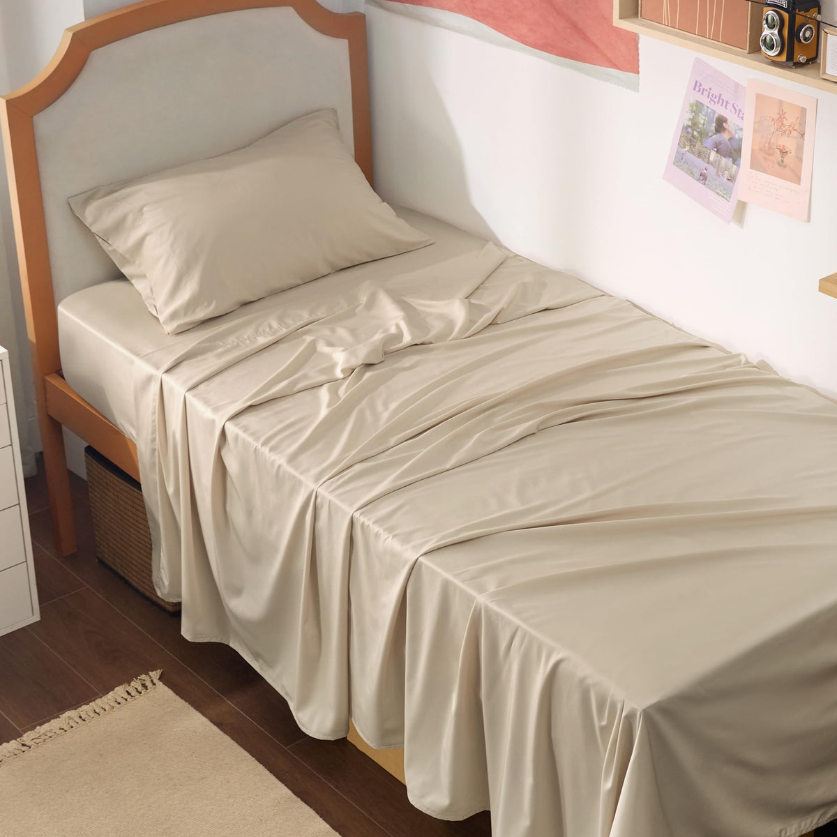 Bedsure PureWoven 100% Rayon Derived from Bamboo, Queen Sheets, 4 Pieces