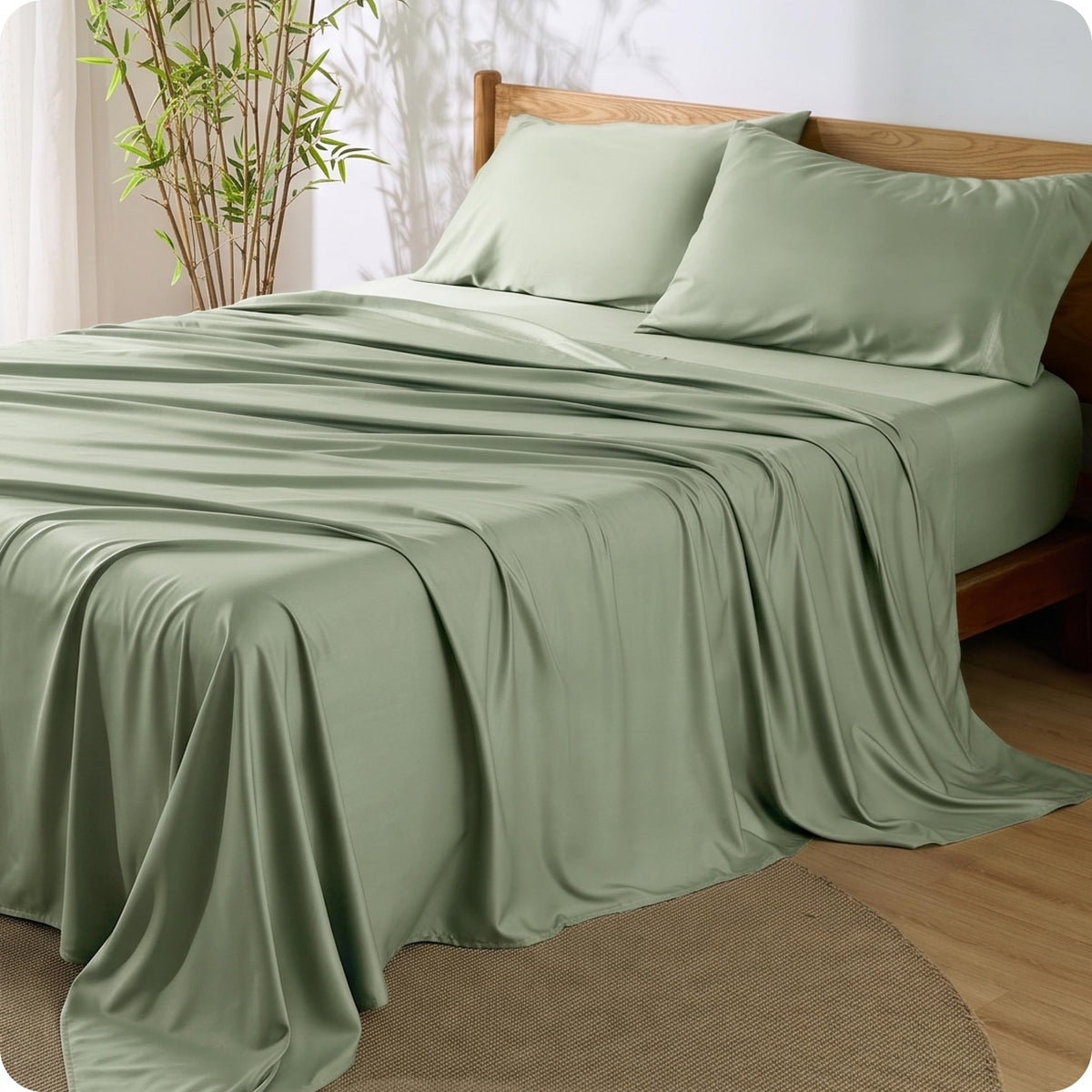 Bedsure PureWoven 100% Rayon Derived from Bamboo, Queen Sheets, 4 Pieces