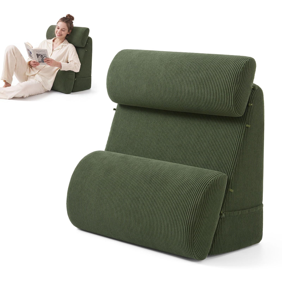 Blissful Diary Reading Pillow, Wide Backrest with Adjustable Support, Beige