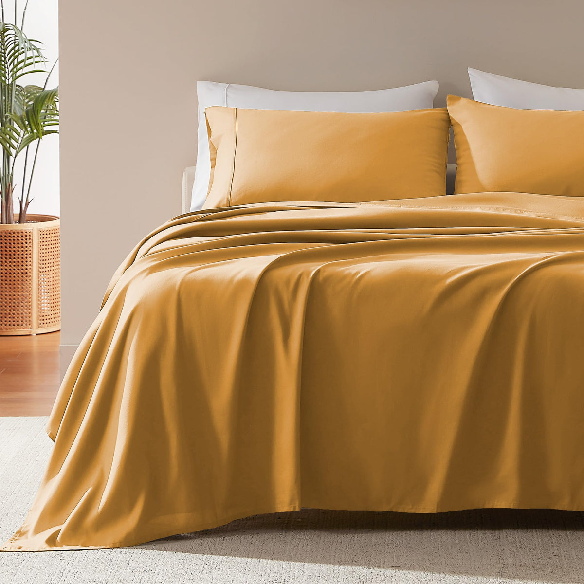 SLEEP ZONE Striped Cooling Queen Sheets Set - Fitted Flat Sheet & Pillowcase Sets 4 Piece - Super Soft Stripe Bed Sheet, Easy Care, Deep Pocket (Teal, Queen)
