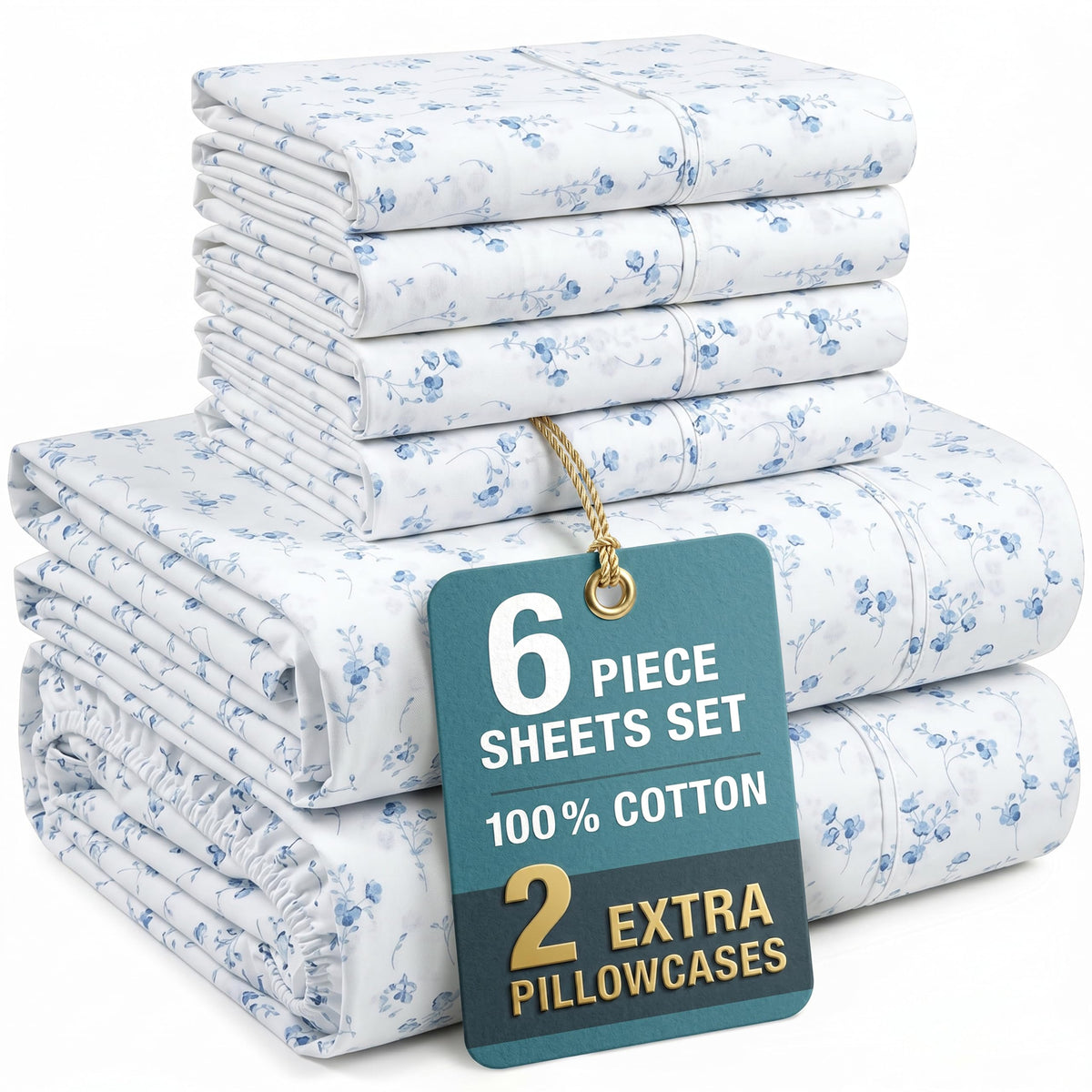 Casa Platino King Size Sheets Set –100% Cotton King Sheets with 4 Pillowcases, Lightweight Feel & Secure Fit, Crisp & Breathable Percale Weave with 15" Deep Pocket, Soft and Cozy – Pure White