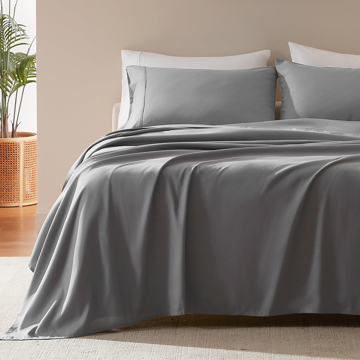 SLEEP ZONE Striped Cooling Queen Sheets Set - Fitted Flat Sheet & Pillowcase Sets 4 Piece - Super Soft Stripe Bed Sheet, Easy Care, Deep Pocket (Teal, Queen)