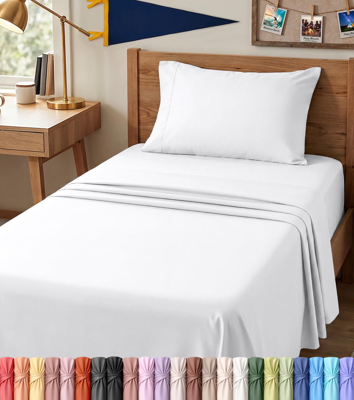 Queen Sheets Set, 4 Pieces 16" Deep Pocket Hotel Luxury Bed Sheets, Brown