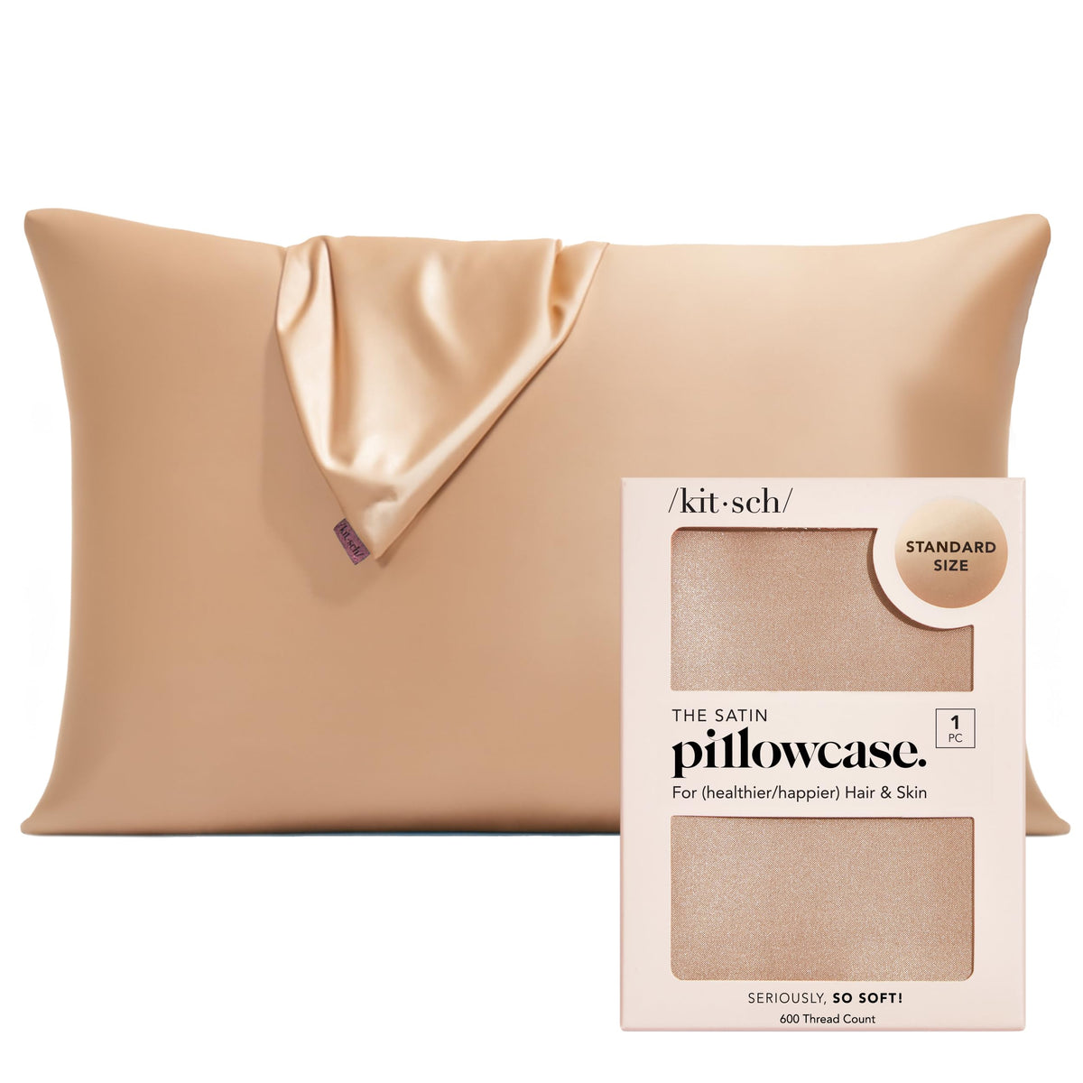 Kitsch Satin Pillowcase with Zipper - 2 pcs Standard Size, Aura