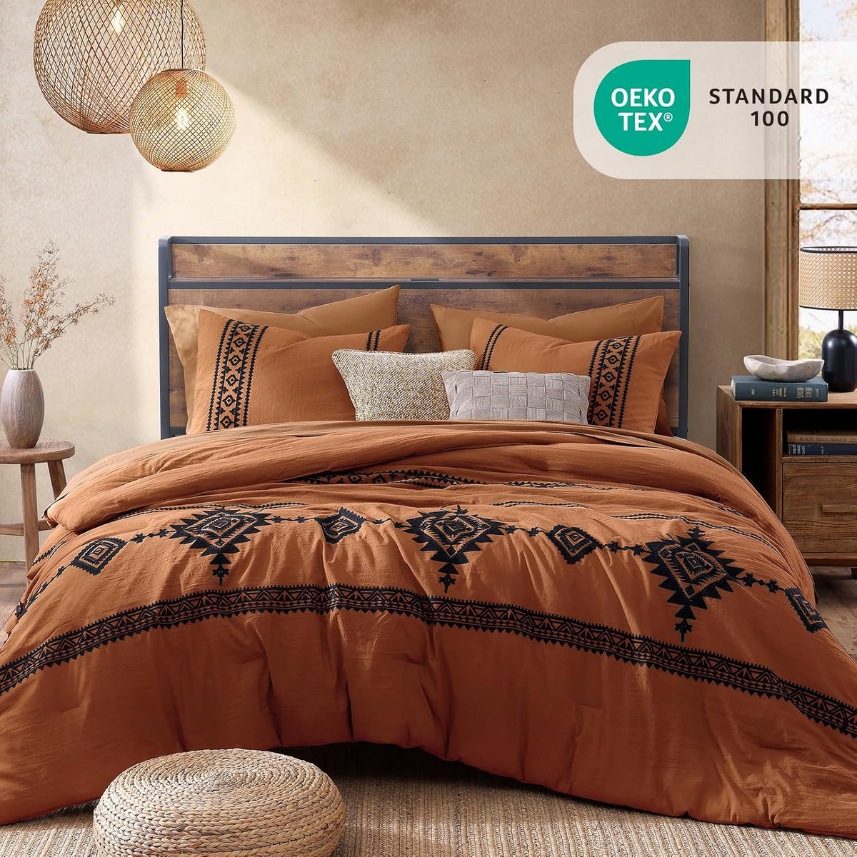 MaiRêve Embroidery Oversized King Comforter Set 7 Pieces Bed in a Bag