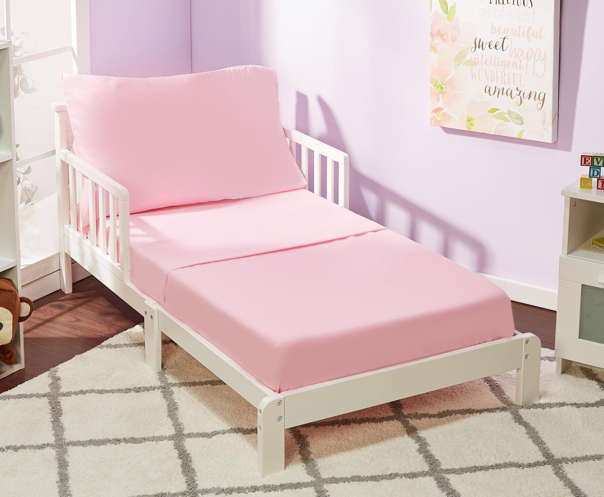 Everyday Kids Toddler Fitted Sheet and Pillowcase Set -Princess Storyland- Soft Breathable Microfiber Toddler Sheet Set