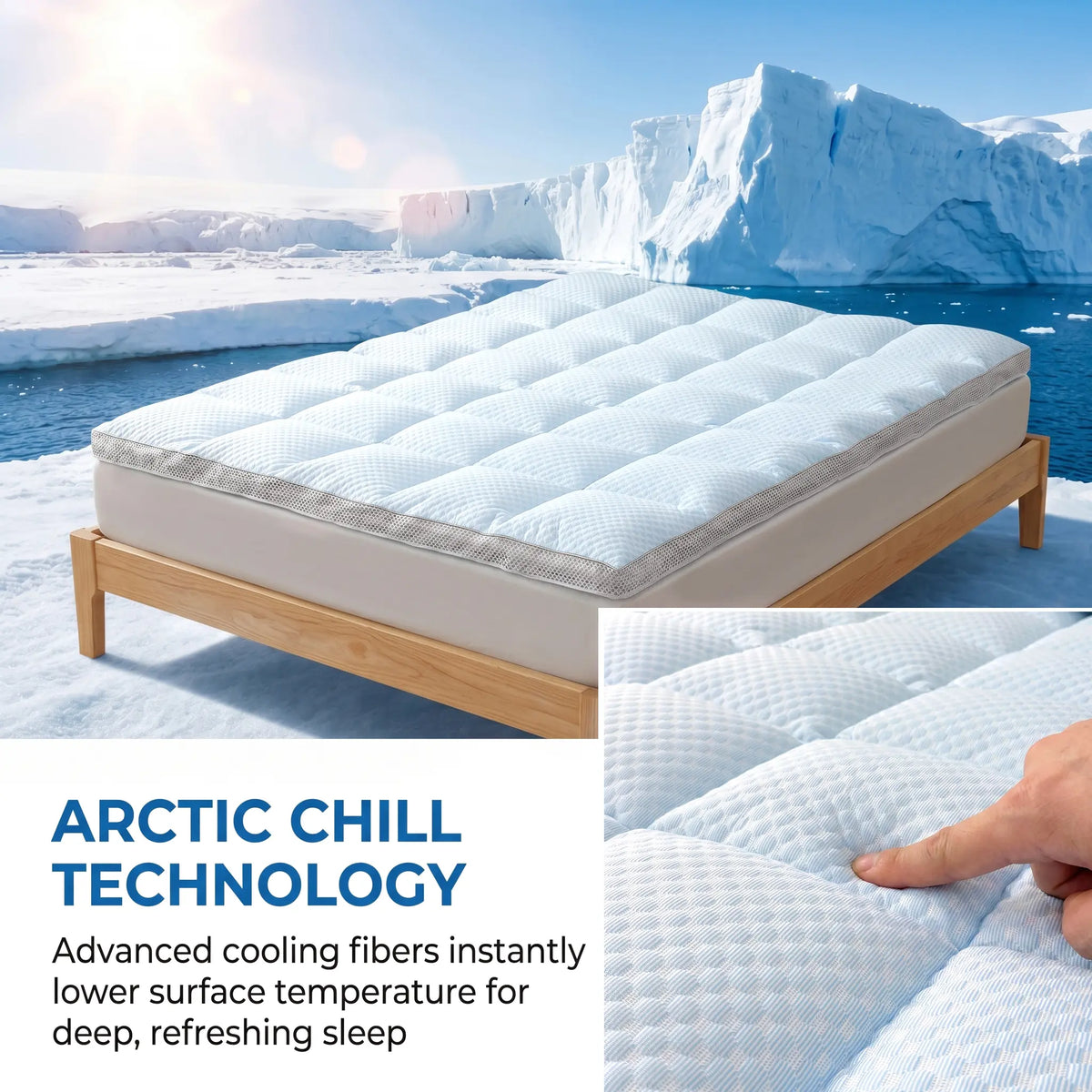 【Memorial Day Deals】Cooling Mattress Topper – Arctic Chill Fiber Technology, Ultra-Breathable 3D Airflow, Machine Washable, for Hot Sleepers, Night Sweats, Home & Guest Use aesthetic decor tiktokshopspringglowup