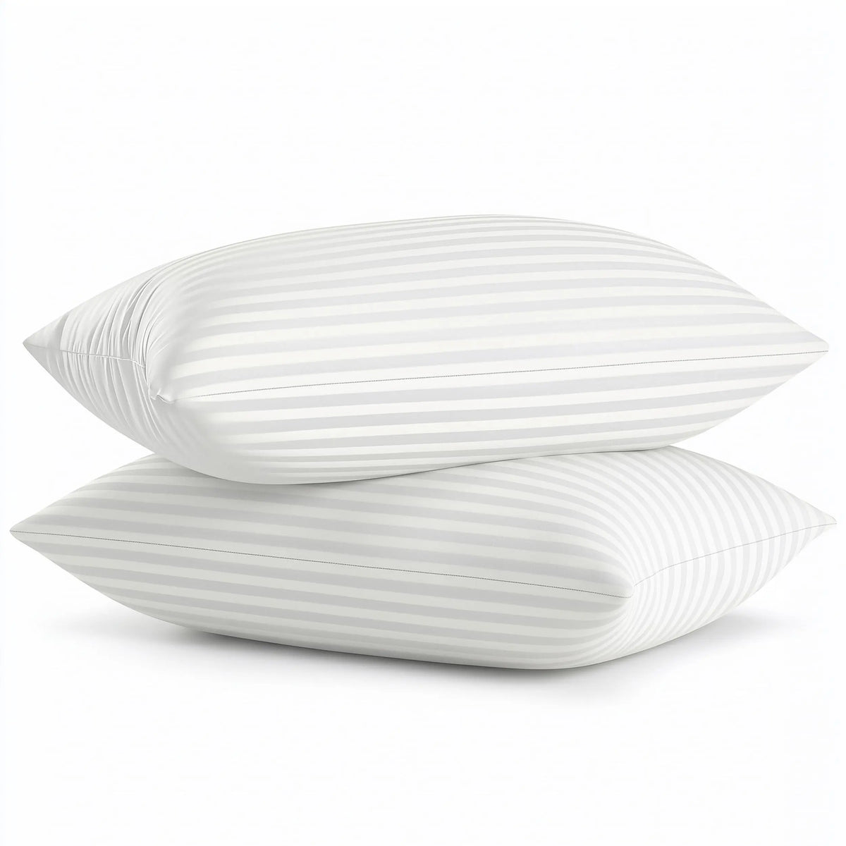 Utopia Bedding Premium Striped Pillows for Sleeping - 2-Pack White Polycotton Soft Breathable Covers, No-Shift Construction, Ideal for Back & Side Sleepers, Polyester Fill