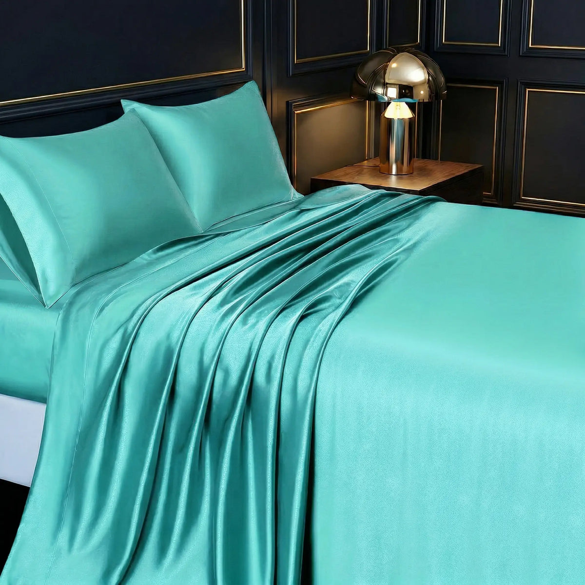 Solid Color Satin Sheets Set 3/4-Piece – Includes Flat Sheet, Fitted Sheet and Pillowcases, Ultra-Silky & Breathable with Natural Luster, Hotel Quality Bedding top sheet summerwins luxury cozy, Machine Wash, satin bed sheets, Skin-Friendly