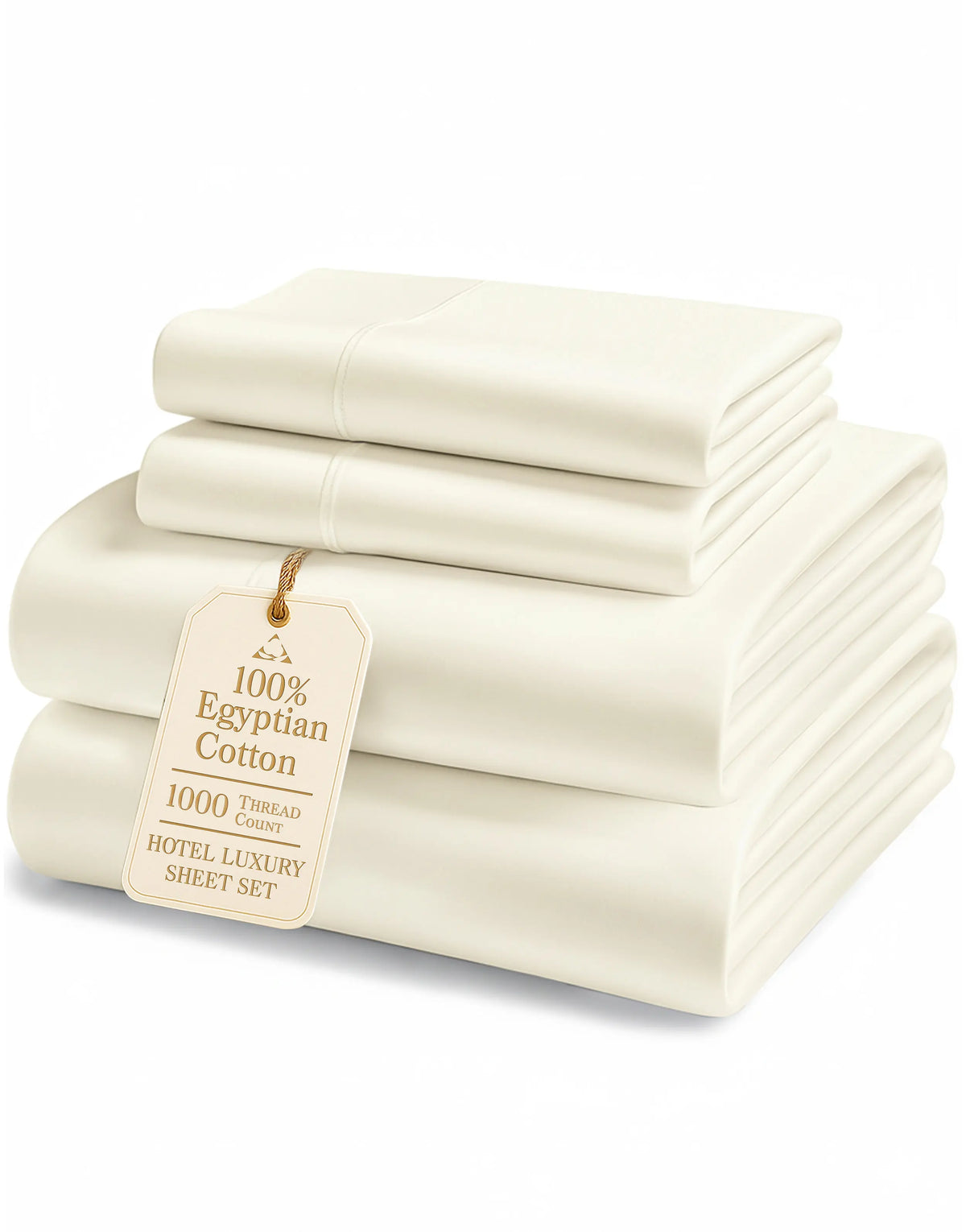 LANE LINEN 1000 Thread Count 100% Egyptian Cotton Sateen Sheet Set, OEKO-TEX Certified, 15" Deep Pocket, Naturally Cooling & Breathable, Hotel Luxury Bedding