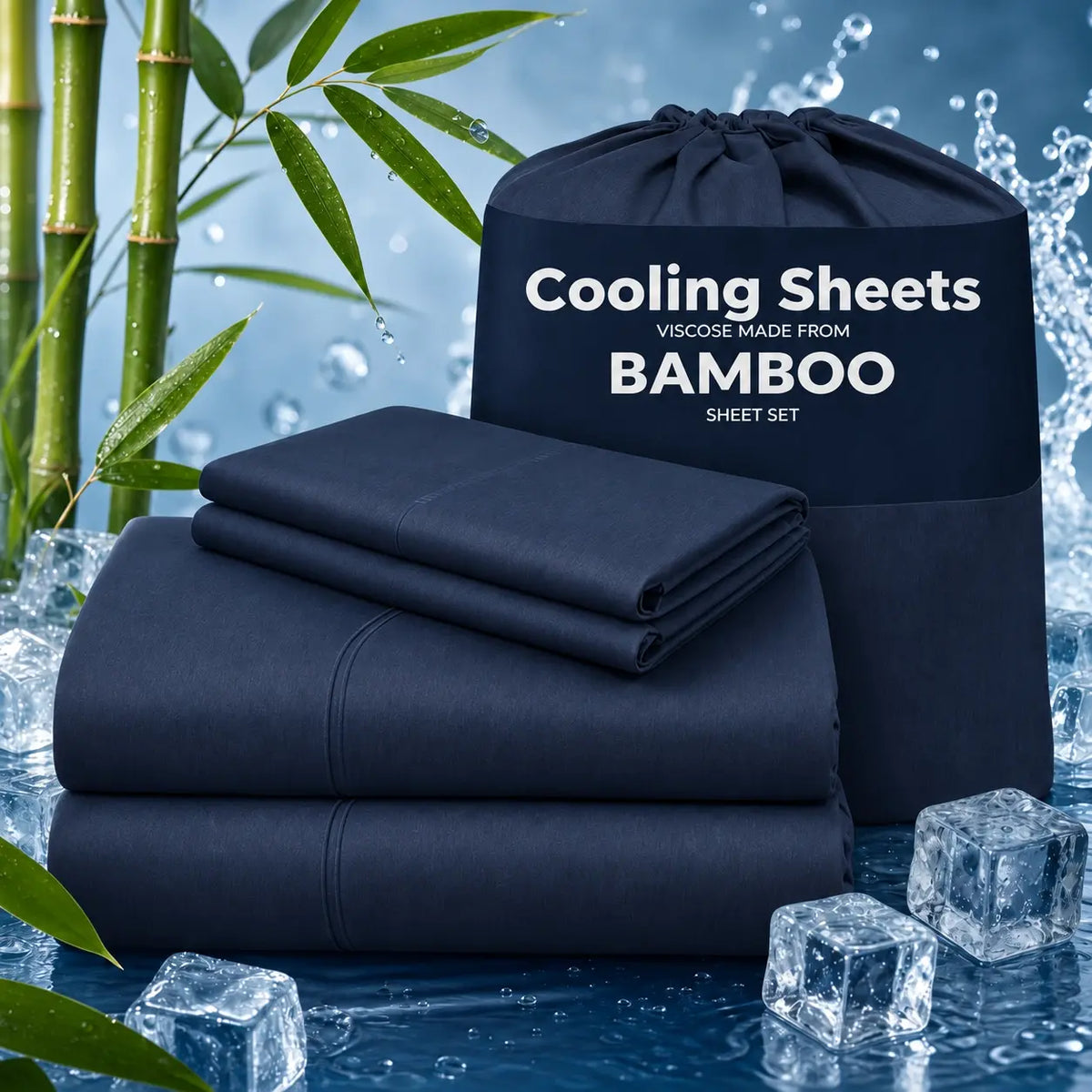 Jollyvogue Bamboo Sheet Set, 3/4 Pc Bedding Set with 16-Inch Deep Pockets, Lightweight, Ultra-Cooling, Hotel-Luxury Fitted Sheets, Soft, Wrinkle-Free & Fade-Resistant, Includes Pillowcases, Gift for Her, Mom & Family