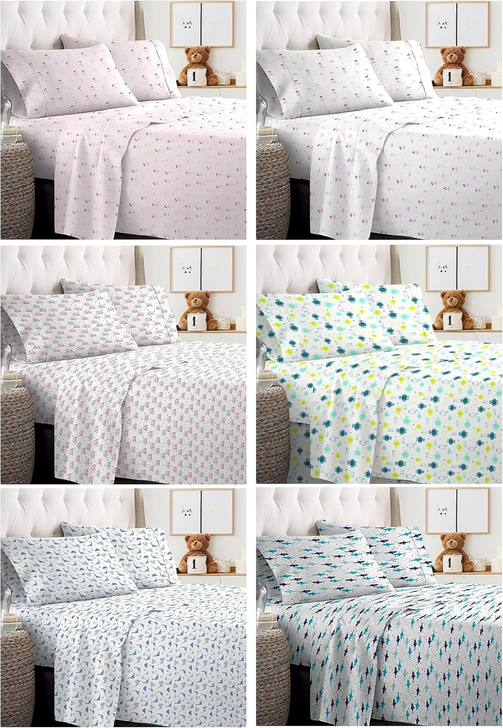 Full Sheets Set Kids Boys/Girls, Bed Sheets Kids, Cute Bed Sheet, Includes Flat, Fitted and 2 Pillowcases, 4 Piece