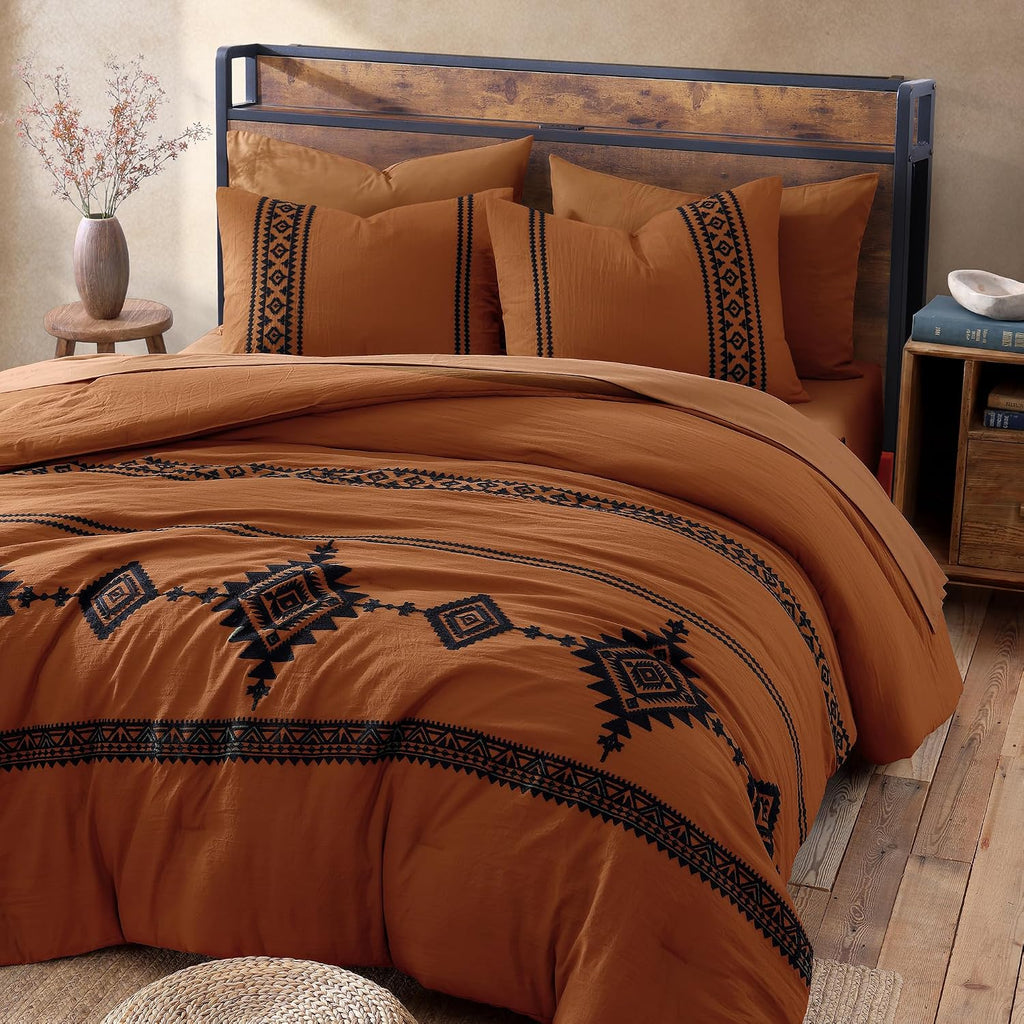 MaiRêve Embroidery Oversized King Comforter Set 7 Pieces Bed in a Bag