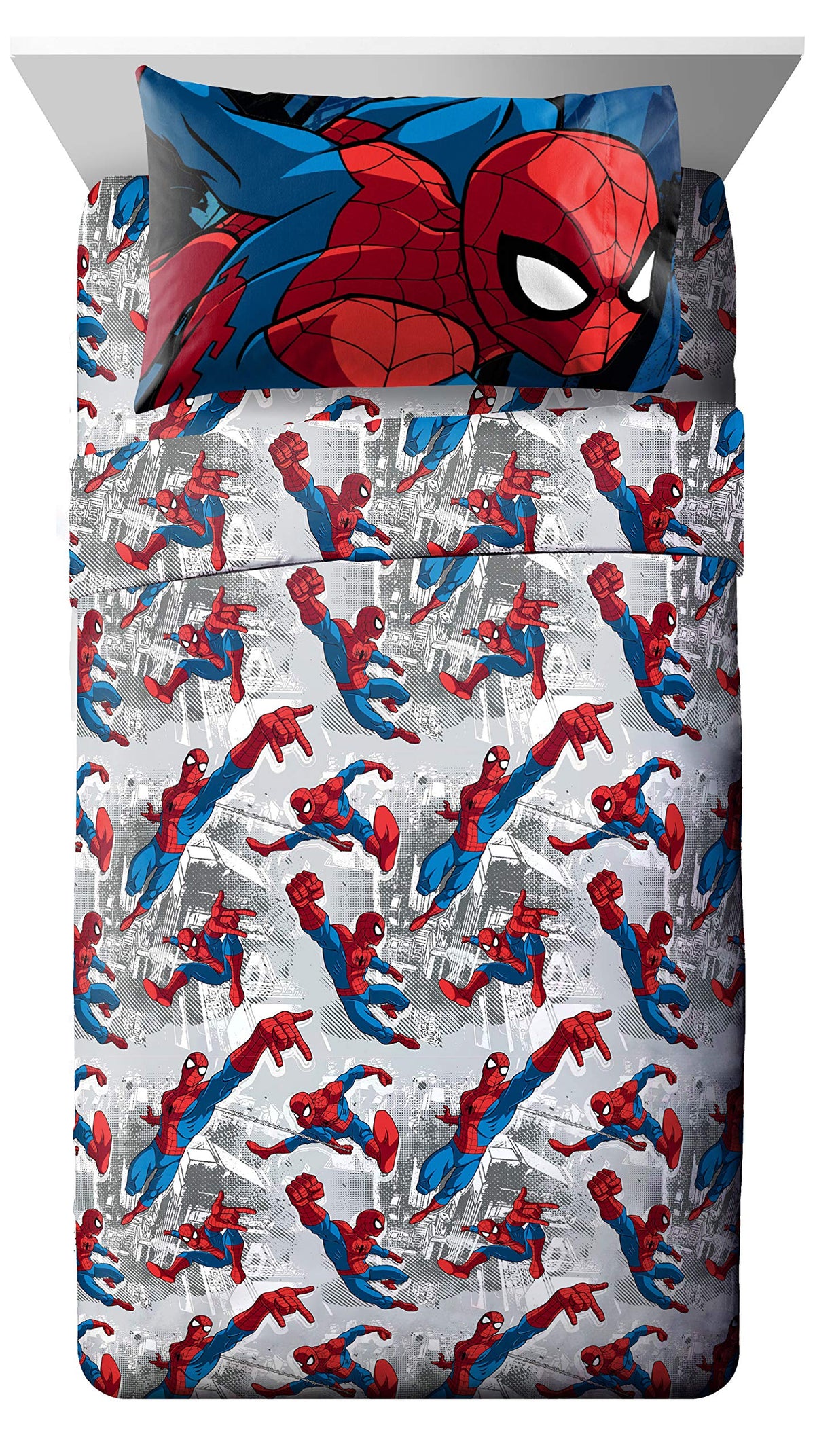 Jay Franco Kids Sheet Set with Fitted, Flat Sheets & Pillow Cover - Ultra-Soft Bedding with Pillowcase for Room Decor, White - Monster Jam, 3 Piece Toddler