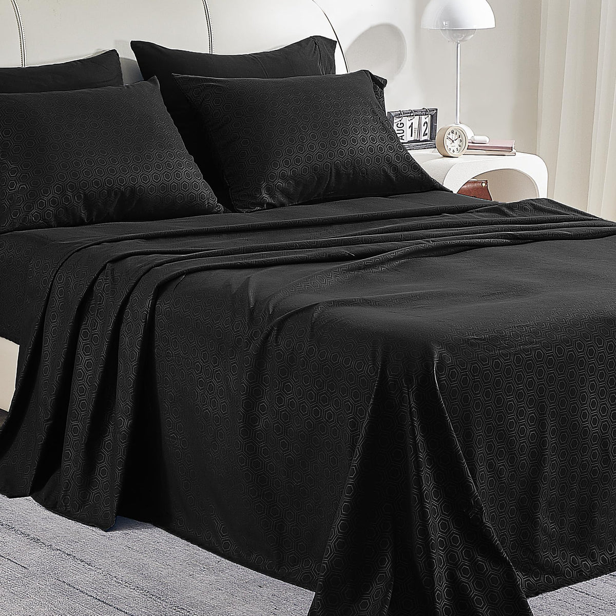 SLEEP ZONE Striped Cooling Queen Sheets Set - Fitted Flat Sheet & Pillowcase Sets 4 Piece - Super Soft Stripe Bed Sheet, Easy Care, Deep Pocket (Teal, Queen)