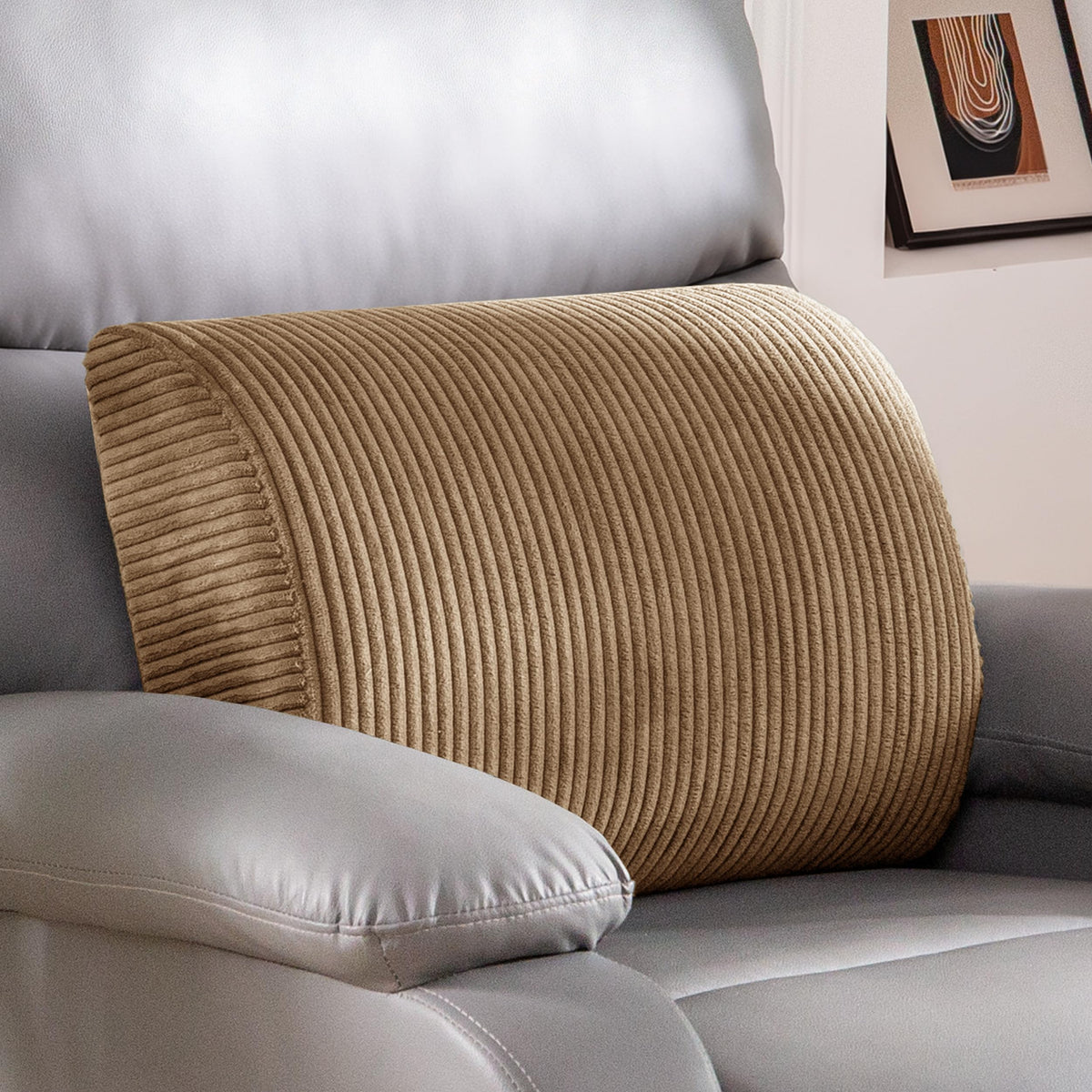 HIGOGOGO Lumbar Support Pillow for Recliner Chair/Accent Chair/Couch, Memory Foam Back Support Cushion for Elderly, Recliner Cushions for Back Rest, Pain Relief, Reading, Washable Cover, Brown