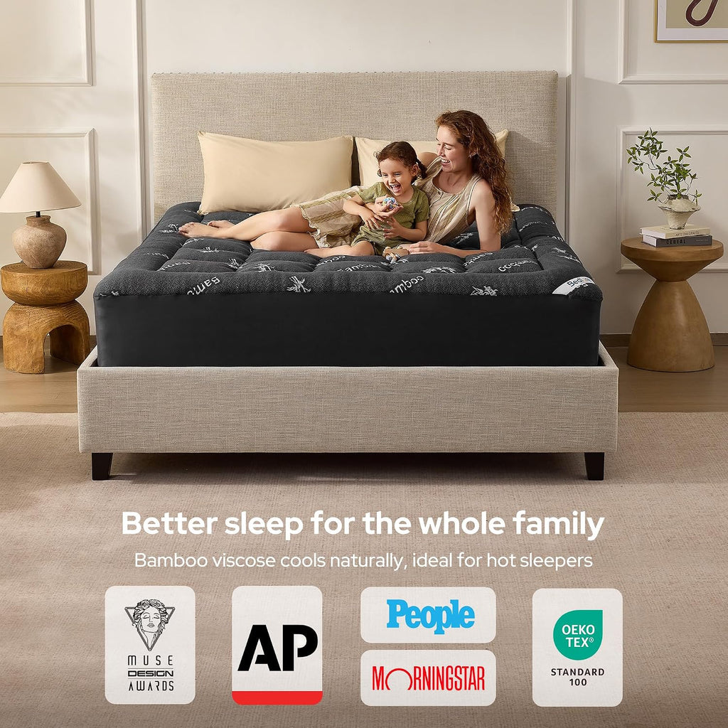 BEDLORE King Mattress Topper, Thick Soft Pillow Top Bed Topper