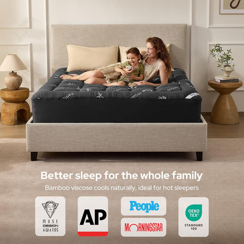 BEDLORE King Mattress Topper, Thick Soft Pillow Top Bed Topper