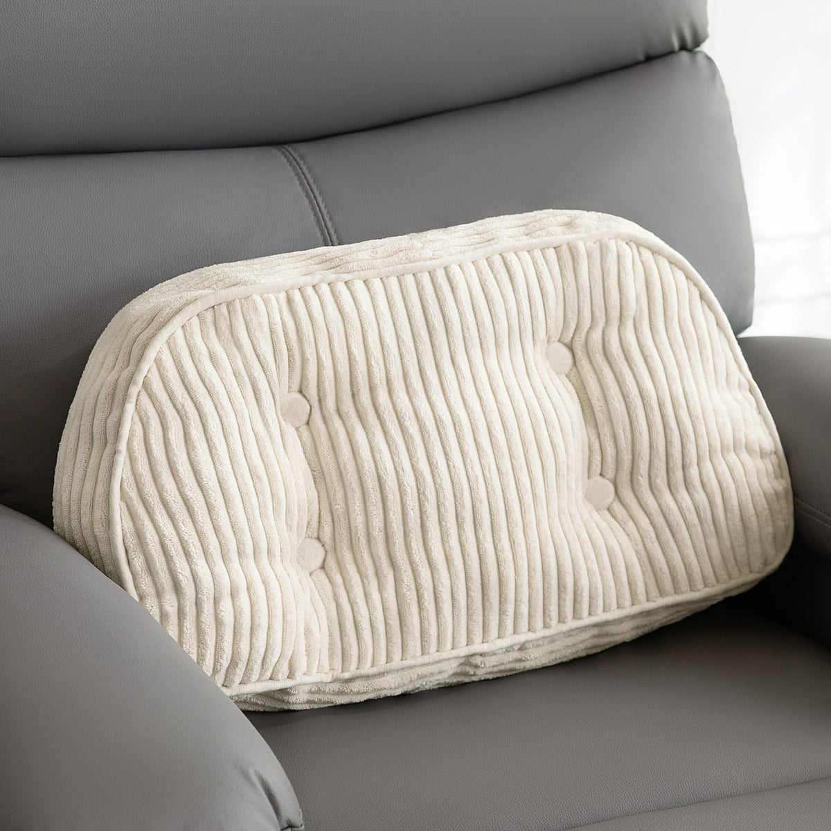 HIGOGOGO Lumbar Support Pillow for Recliner Chair/Accent Chair/Couch/Office Chair, Tufted Corduroy Back Support Cushion for Elderly, Recliner Cushions for Back Rest, Pain Relief, Reading, Brown