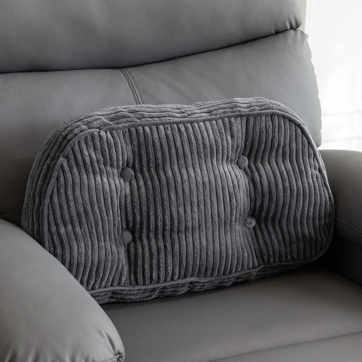 HIGOGOGO Lumbar Support Pillow for Recliner Chair/Accent Chair/Couch/Office Chair, Tufted Corduroy Back Support Cushion for Elderly, Recliner Cushions for Back Rest, Pain Relief, Reading, Brown