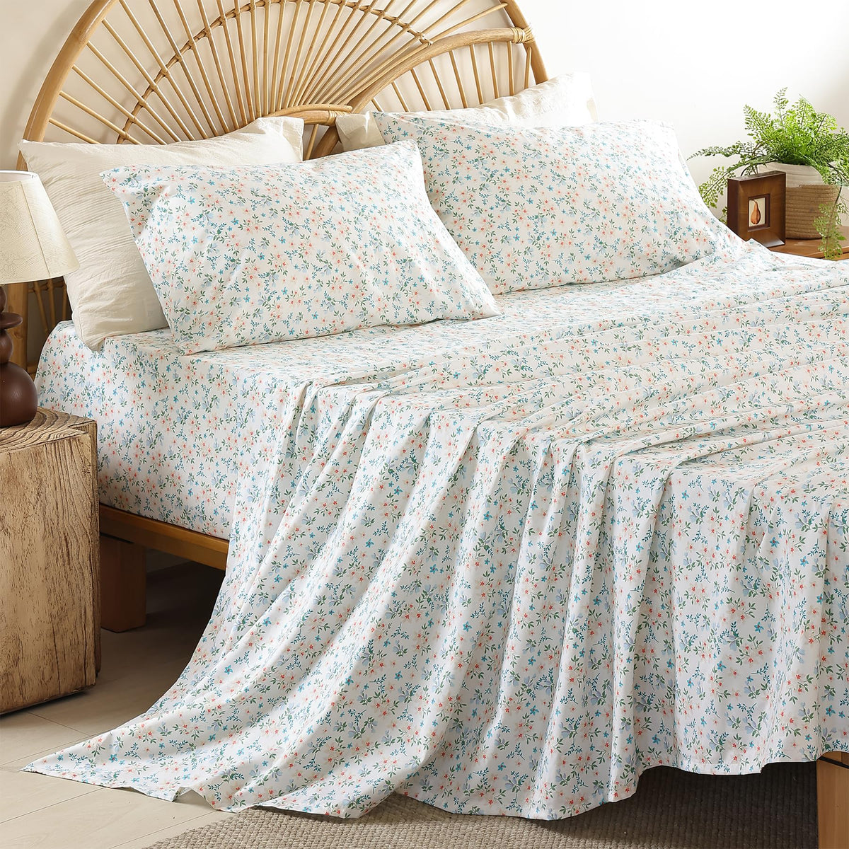 Queen Size Sheet Set, 4 Piece Soft Bed Sheets, Deep Pockets