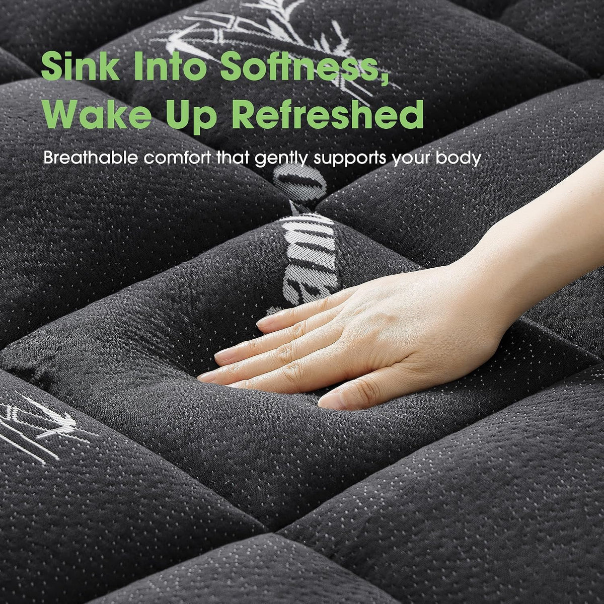 Mattress Pad Queen Size, Cooling Pillow Top Mattress Topper, Ultra Soft Viscose from Bamboo, Breathable for Hot Sleepers, Deep Pocket 8"-20", Black