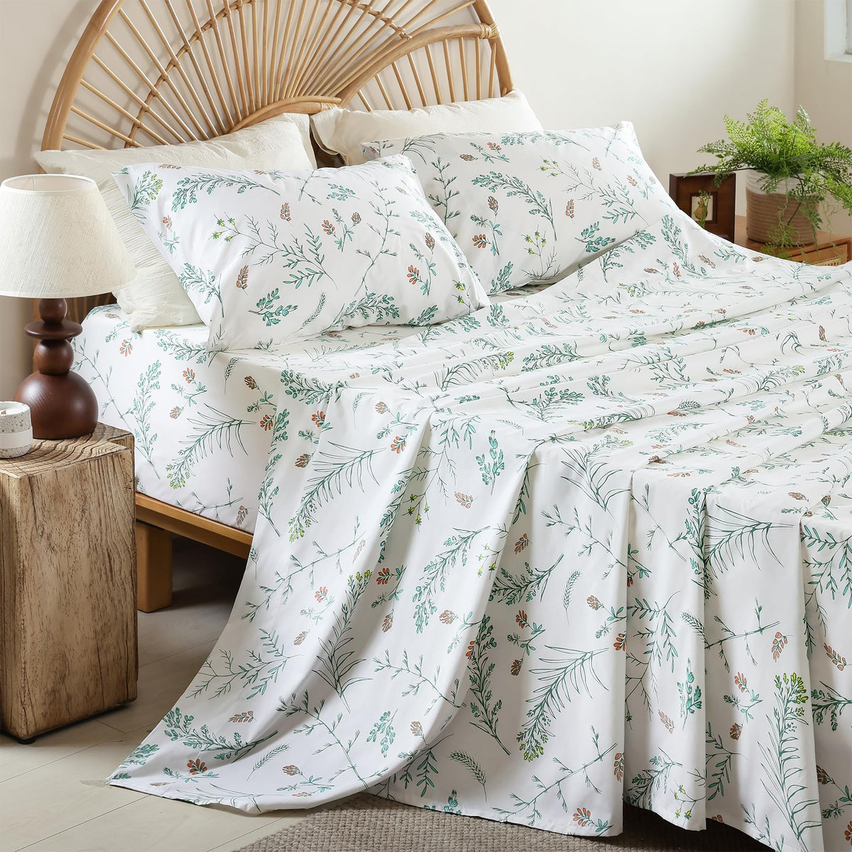 Queen Size Sheet Set, 4 Piece Soft Bed Sheets, Deep Pockets