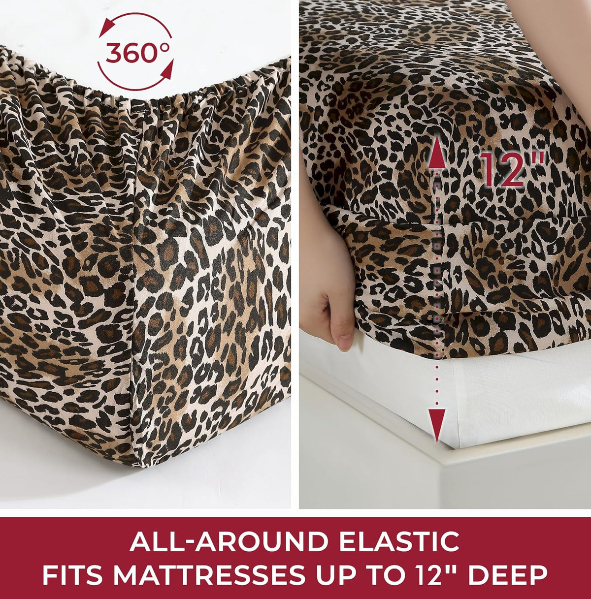 Printed Soft Microfiber Full 4-Piece Sheet Set, Zara Leopard