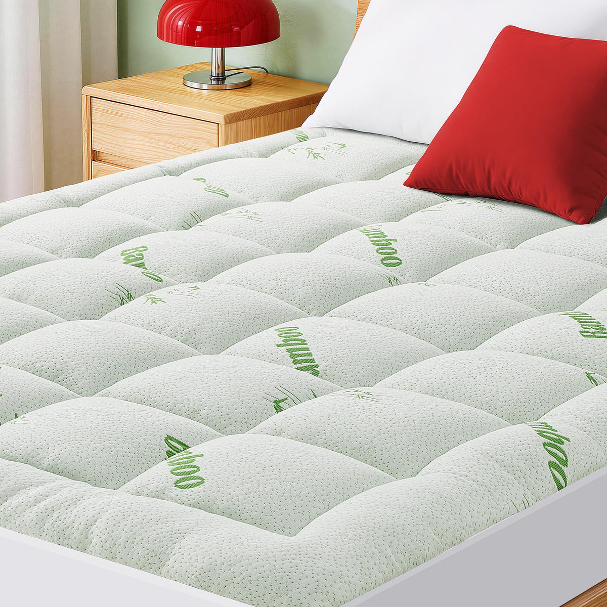 Mattress Pad Queen Size, Cooling Pillow Top Mattress Topper, Ultra Soft Viscose from Bamboo, Breathable for Hot Sleepers, Deep Pocket 8"-20", Black