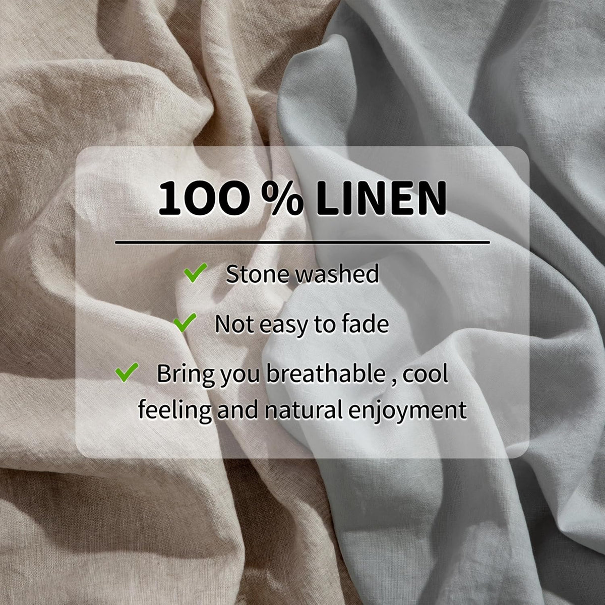 LBRO2M 100% French Pure Linen Sheet Set 4Pcs, 16" Deep Pocket Queen Size