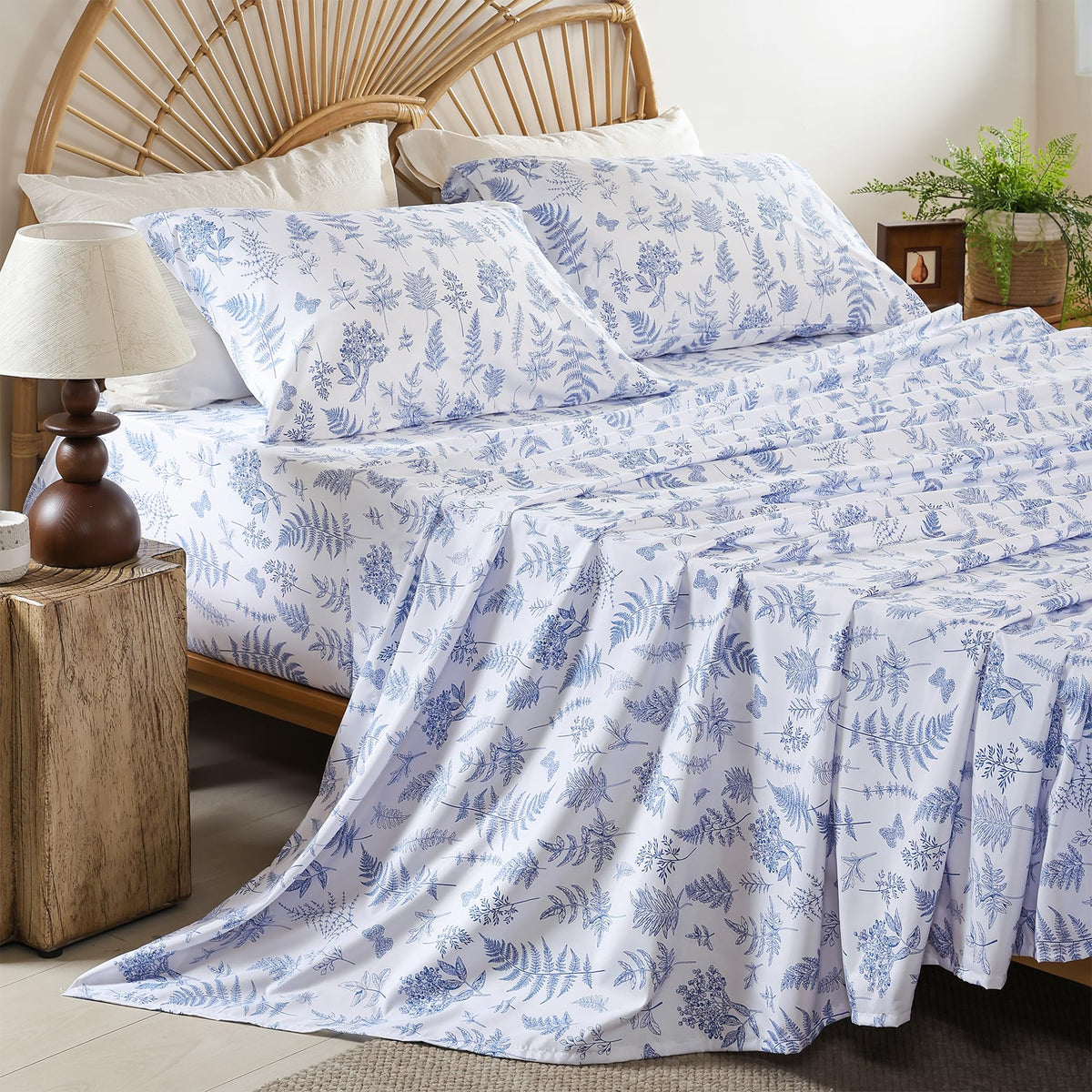 Queen Size Sheet Set, 4 Piece Soft Bed Sheets, Deep Pockets