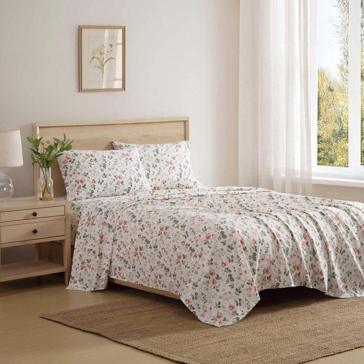 Laura Ashley - Twin Sheet Set with Fitted Sheet & Pillowcase