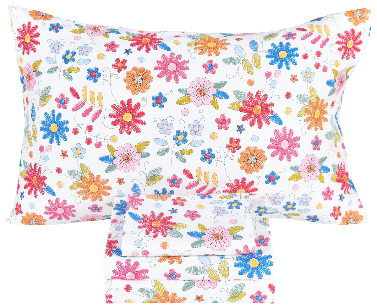 Scientific Sleep Moon & Stars Boys Girls 100% Cotton 3 Pcs Twin Bed Sheet Set Kids Toddler Teen, Flat Sheet & Fitted Sheet & Pillowcase Kids Bedding Set